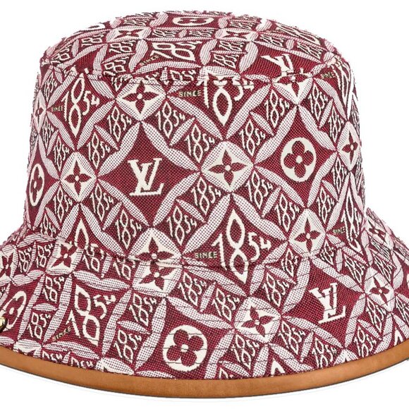 New Authentic LOUIS VUITTON Monogram Since 1854 Jacquard Bucket Hat Burgundy S - Picture 10 of 14